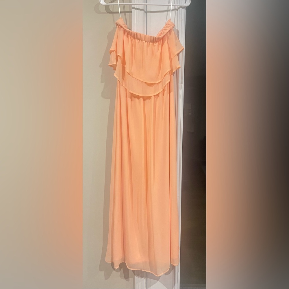 Peach Off-Shoulder Maxi Dress